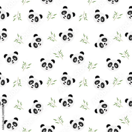 Panda and bamboo theme seamless pattern