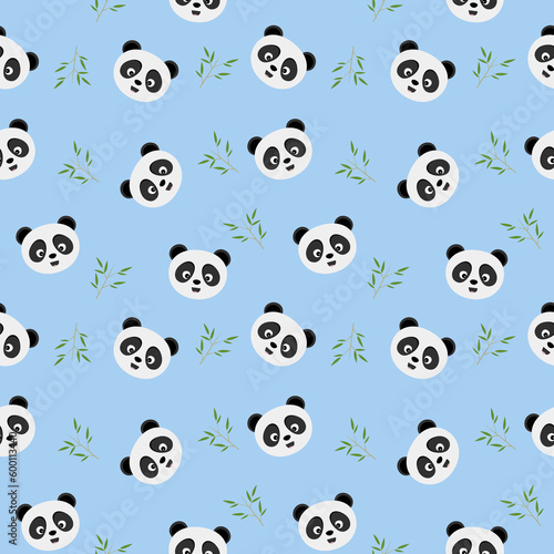 Fototapeta Naklejka Na Ścianę i Meble -  Panda and bamboo theme seamless pattern