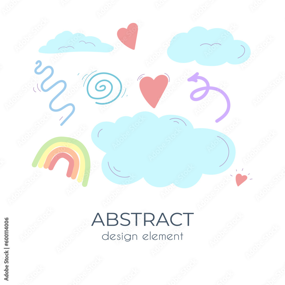 Set of hand drawn abstract design elements in childish style Set of hand drawn abstract design elements in childish style