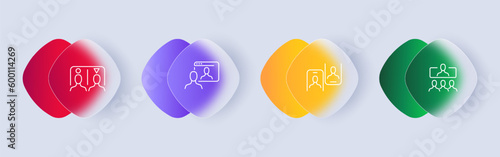 Online chat icon set. Messaging app with communication and social media icons. Chatting concept Glassmorphism style. Vector line icon for Business and Advertising