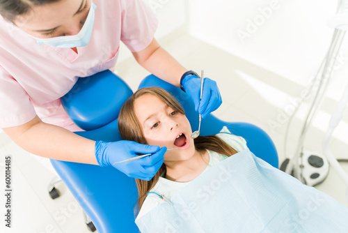 Beautiful little kid at the pediatrics dentist