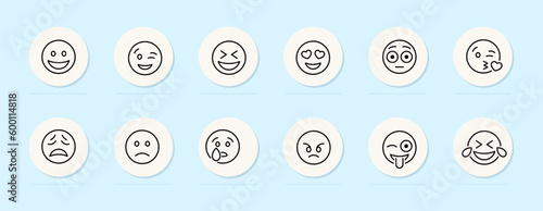 Emoji icon set. A visual representation of digital icons used to convey emotions. Communication concept. Vector line icon for Business and Advertising