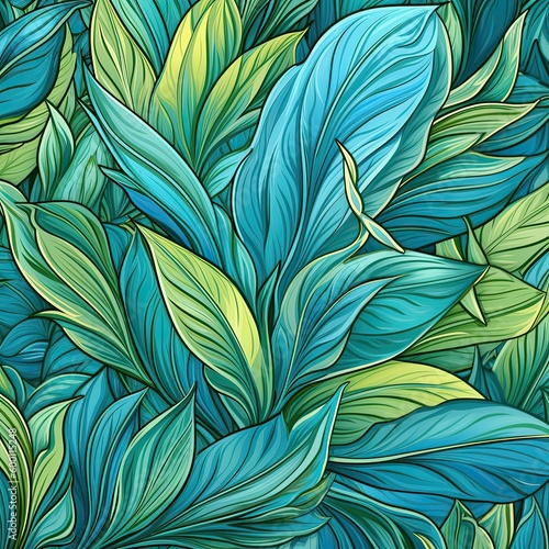 Seamless pattern of fresh green foliage leaves in the background. Ideal for eco-friendly designs. Generative AI