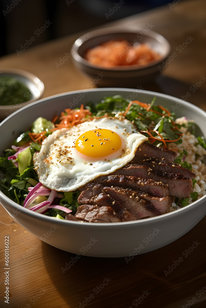 Korean food bibimbap created with Generative AI technology
Korean food bibimbap created with Generative AI technology