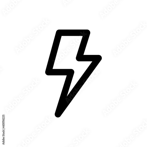 flash thunder power icon, flash lightning bolt icon with thunder bolt - Electric power icon symbol - Power energy icon sign in thin, line, outline
