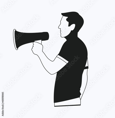 black silhouette of a person with megaphone