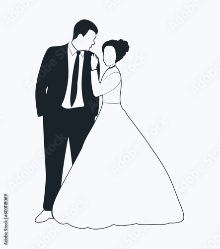 black silhouette of a bride in a wedding dress