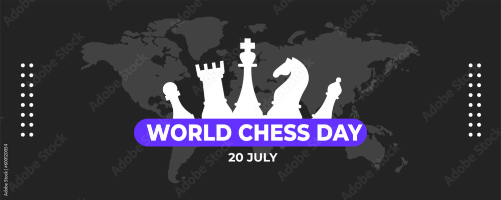 World Chess Day on 20 July Banner Background. Horizontal Banner Template Design. Vector Illustration