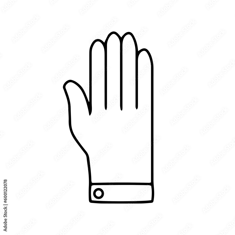 Obraz premium Vector illustration of male palm hand on white color background. Flat line art style design of hand