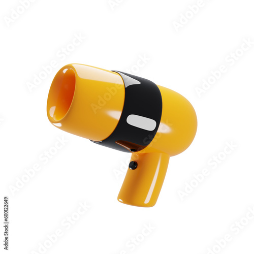 3d rendering hair dryer icon with cartoon style. 3d illustration