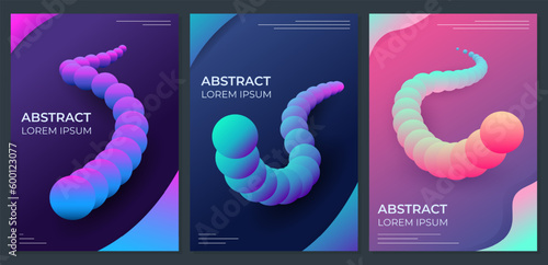 Set of elegant abstract gradient covers with oblong serpentine circles.