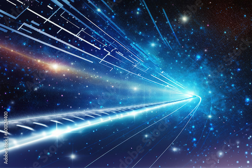 galaxy space and technology theme with motion light trail, abstract background