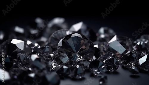 professional background of pure diamonds on a dark table. High quality illustration Generative AI