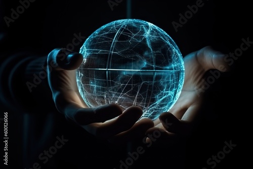 businessman holding a techn...