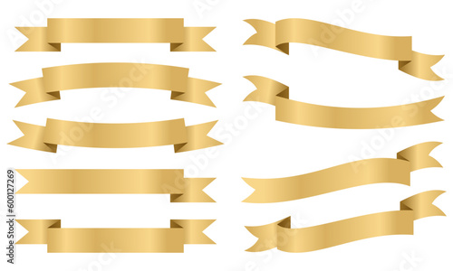 Golden ribbons and labels collection. Ribbons collection. Banner symbol set. Vector illustration