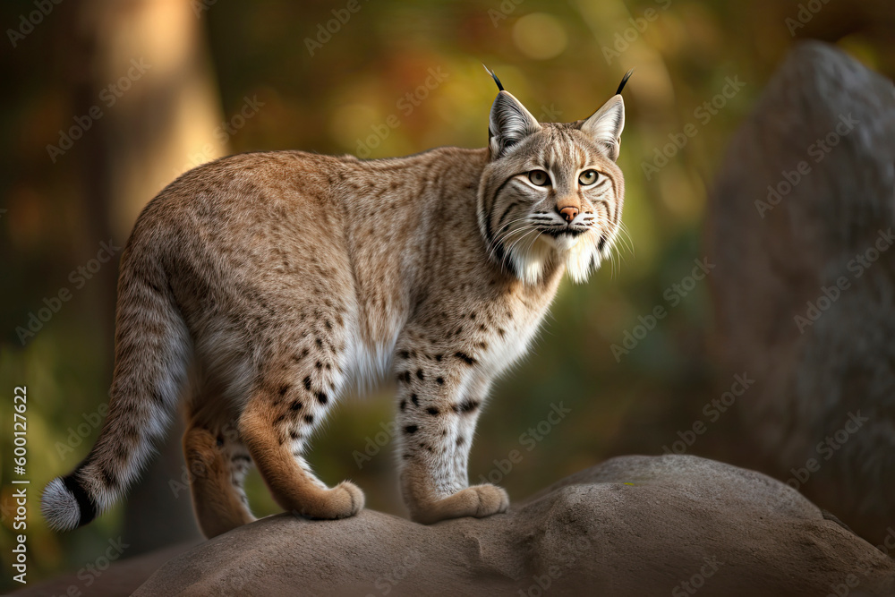 Bobcat (Lynx rufus) standing on a rock Bobcat (Lynx rufus) standing on a rock
