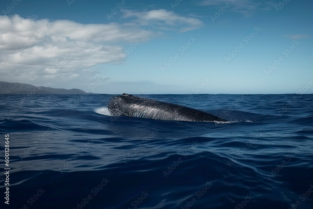 Naklejka premium A beautiful Humpback whale is swimming in the ocean