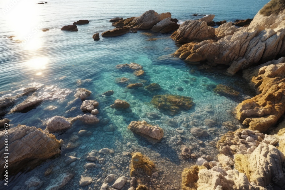 Fototapeta premium Sea and rocks at sunset