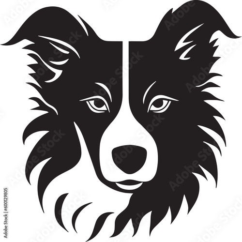 Dog head logo, Border collie face logo isolated on a white background, SVG, Vector, Illustration.	