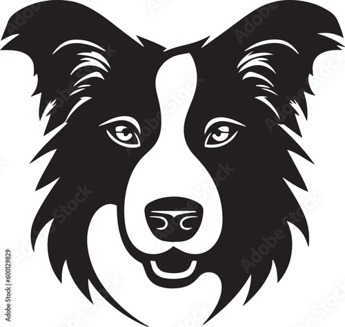 Dog head logo, Border collie face logo isolated on a white background, SVG, Vector, Illustration.	