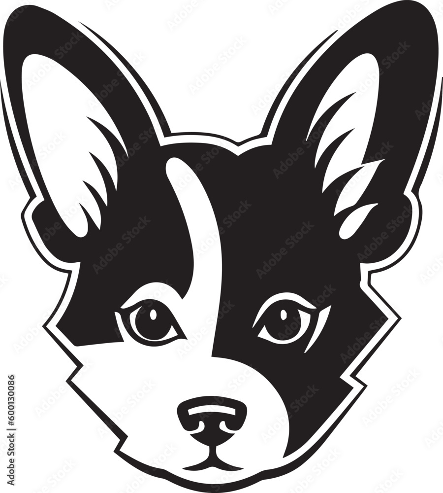 Dog head logo, Corgi face logo isolated on a white background, SVG, Vector, Illustration.	