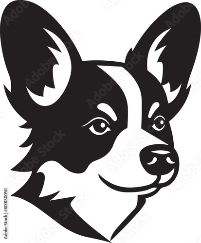 Dog head logo, Corgi face logo isolated on a white background, SVG, Vector, Illustration.	