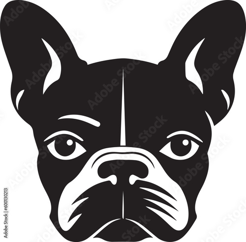 Dog head logo, French bulldog face logo isolated on a white background, SVG, Vector, Illustration.	