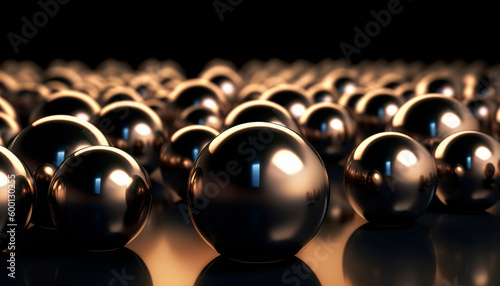 Background with a scattering of 3d balls on a plane. High quality Generative AI