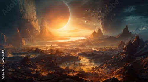 Sunset in an alien planet
