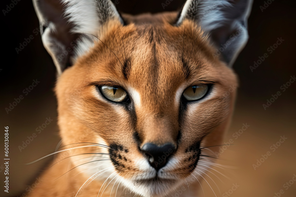 Obraz premium Detail of caracal head with attentive look