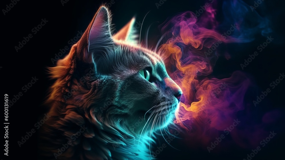 A curious cat staring up at the sky created with Generative AI technology A curious cat staring up at the sky created with Generative AI technology