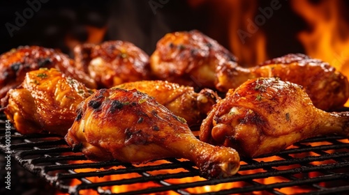 Grilled chicken wings up close created with Generative AI technology