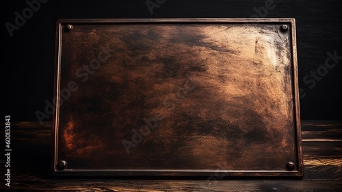 ヴィンテージブロンズ銅板、金属板ダークブラックブラウン背景 AI © enopi
