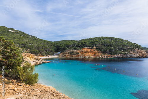 Cala Salada and Saladeta mediterranean idyllic beach in Ibiza  Spain