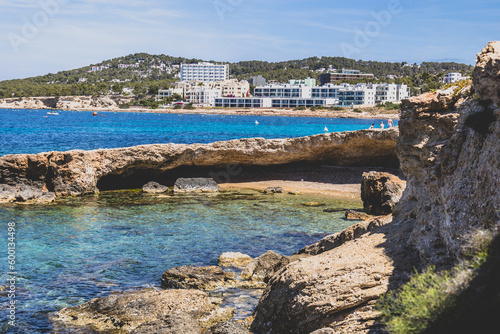 Ibiza beaches with beautiful turquoise waters. Beach at Sant Antoni de Portmany - Ibiza photo