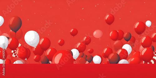 Ballons on the red background, Generative AI