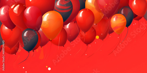 Ballons on the red background, Generative AI