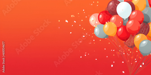 Ballons on the red background, Generative AI