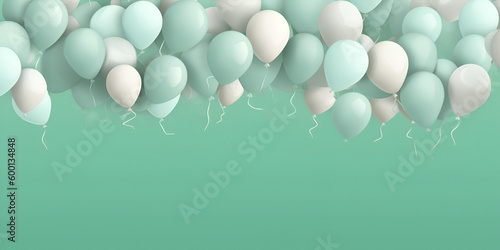 Ballons on the mint/green background, Generative AI