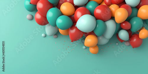 Ballons on the mint/green background, Generative AI