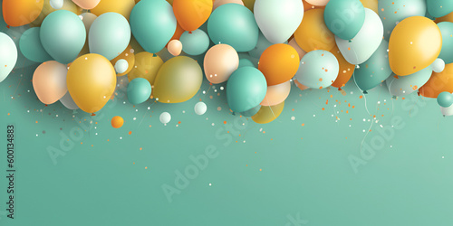 Ballons on the mint/green background, Generative AI