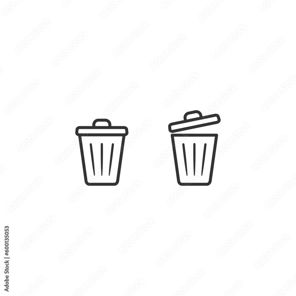 Trash bin open and close icon set . Trash bin open and close icon set .