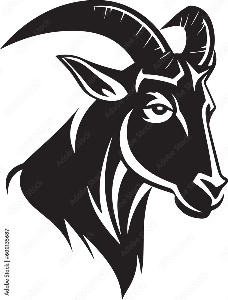 Goat head logo icon, Goat face vector Illustration, on a isolated background, SVG	