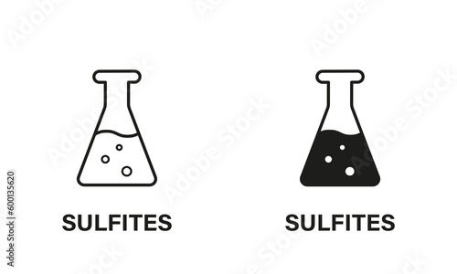 Chemical Sulfate in Product Line and Silhouette Icon Set. Chemistry Preservative Black Pictogram. Synthetic Ingredient Symbol Collection on White Background. Isolated Vector Illustration