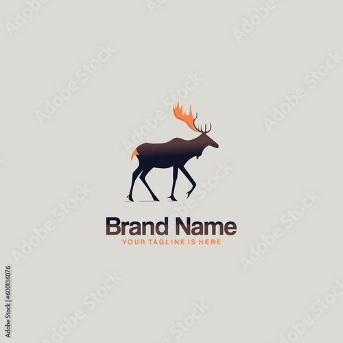 Wild deer logo design. Trophy buck emblem. Antler hunting label. Finest quality luxury outdoor brand identity illustration. Premium elk stag vector
