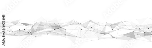 Abstract white technology wave. Flow of particles and lines. Big data transfer visualization. Vector illustration.