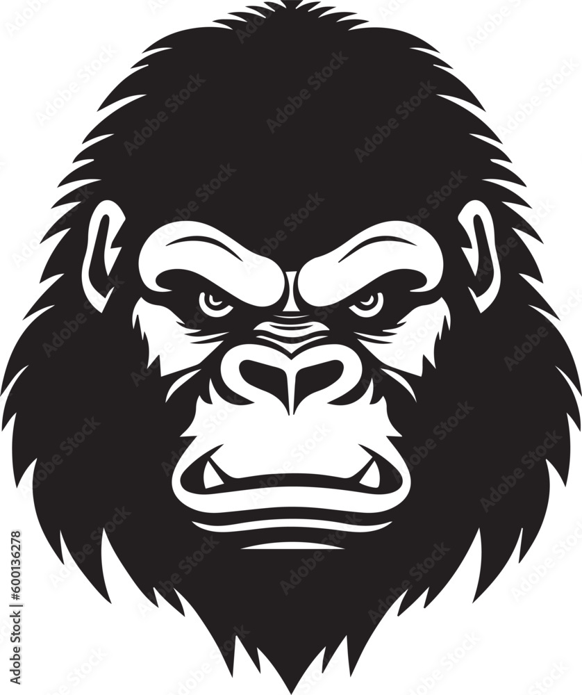 Gorilla head logo icon, gorilla face vector Illustration, on a isolated ...