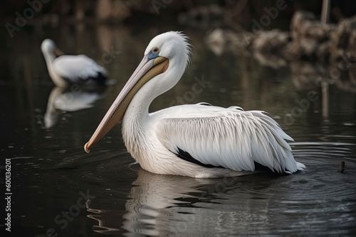 Pelican (Pelecanus onocrotalus) in natural habitat © surassawadee