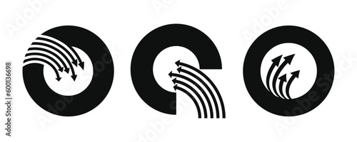Design a distinctive logo for your business in graphic design using negative space vectors and inward arrows, incorporating the letters O and Q.