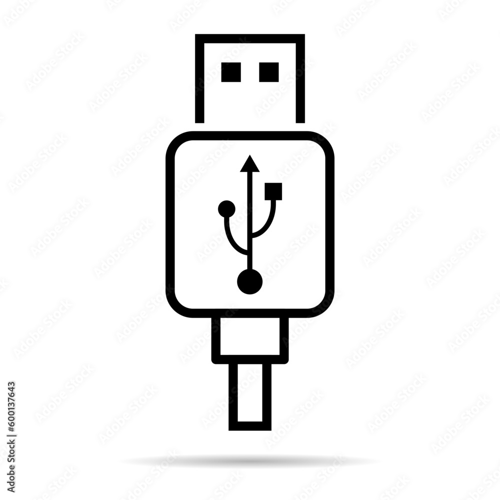 USB plug cable icon technology with shadow, connect device sign, electronic portable symbol ,vector illustration media USB plug cable icon technology with shadow, connect device sign, electronic portable symbol ,vector illustration media